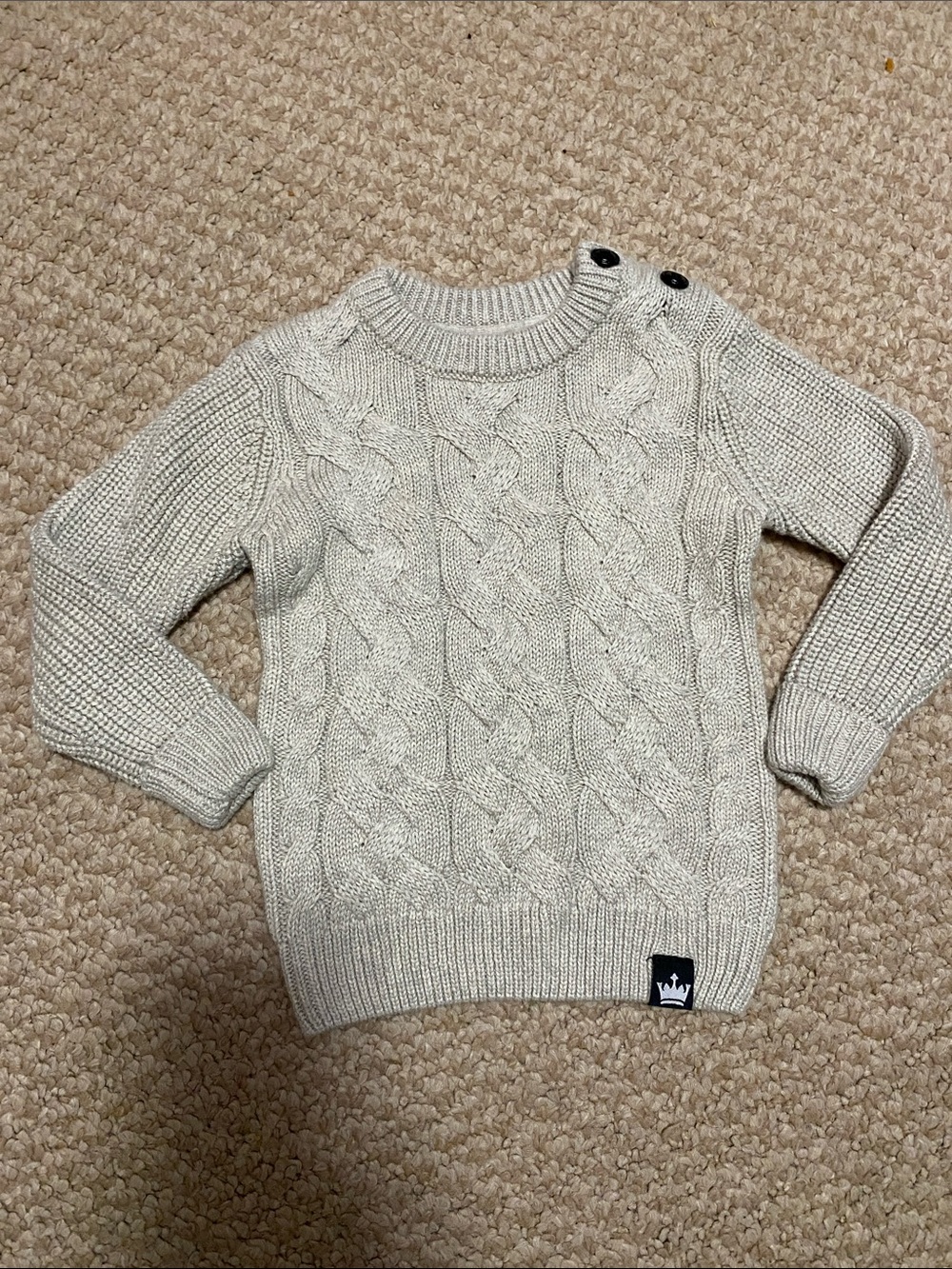Littlest prince baby boys size 12mo tan Cable-Knit Sweater dressy